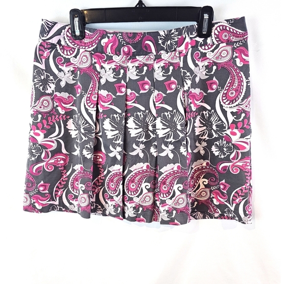 Lady Hagen Size 12 Pleated Skort Gray Pink Off White - Picture 1 of 5